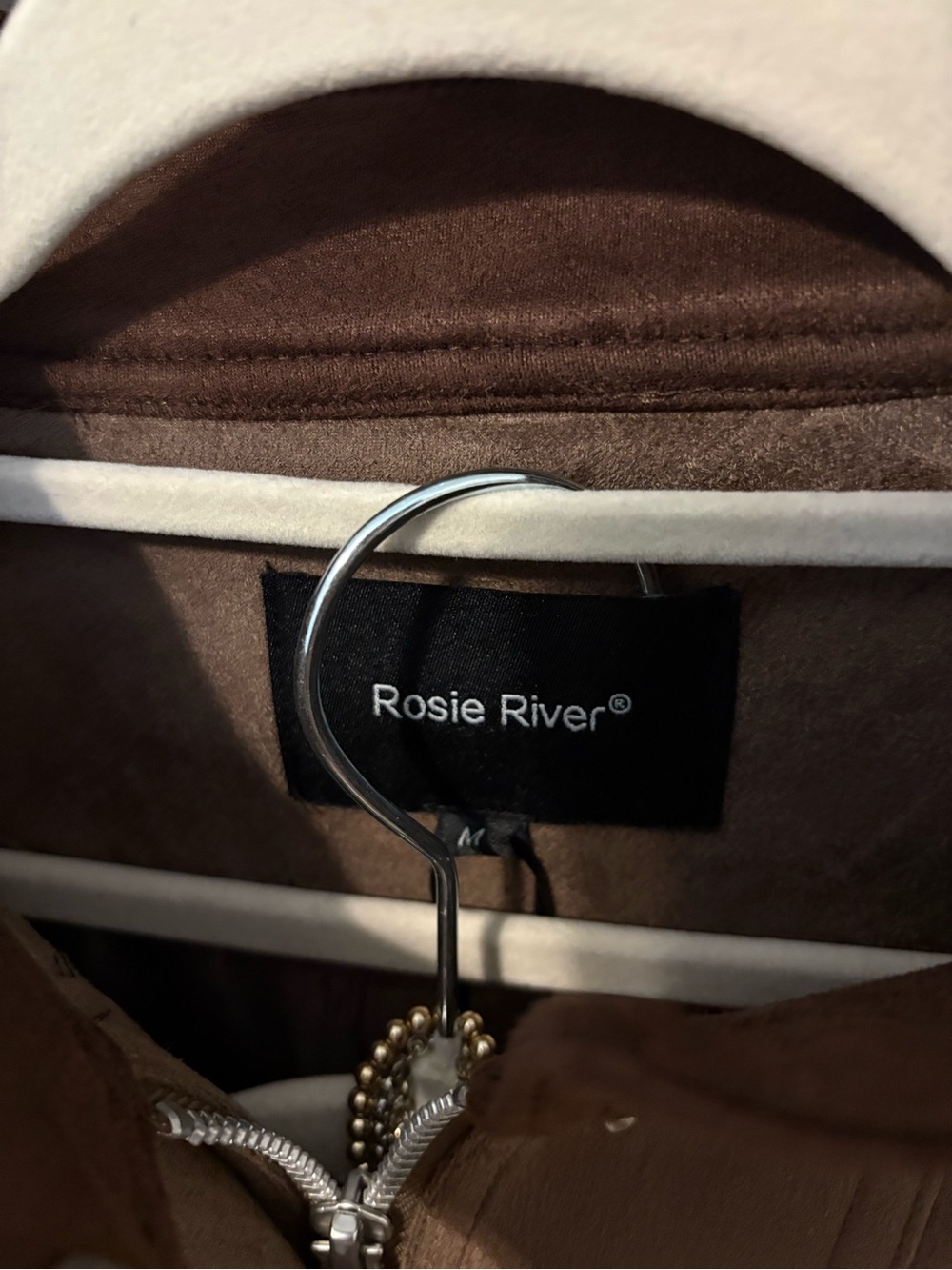 Women's Brown Bomber Jacket with Contrast Pockets - Picture 4 of 5